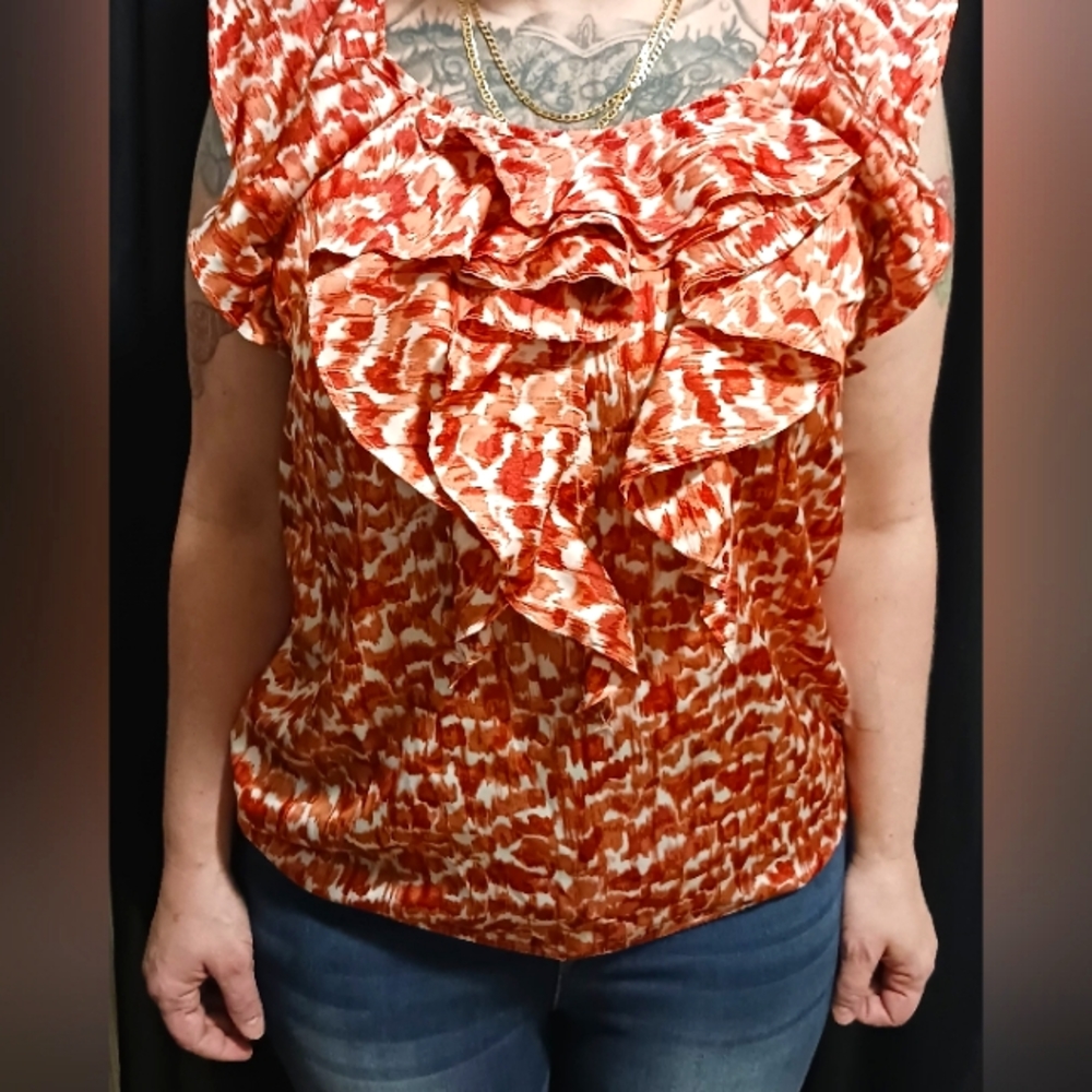 Anne Taylor LOFT Multicolor Ruffled Top